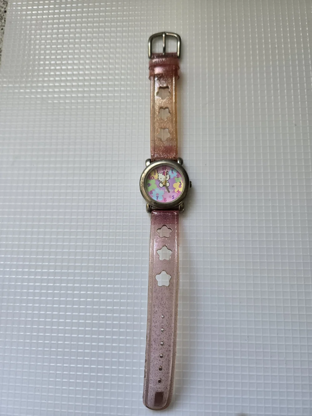Hello Kitty Pink Glitter Kids Watch with Floral Dial